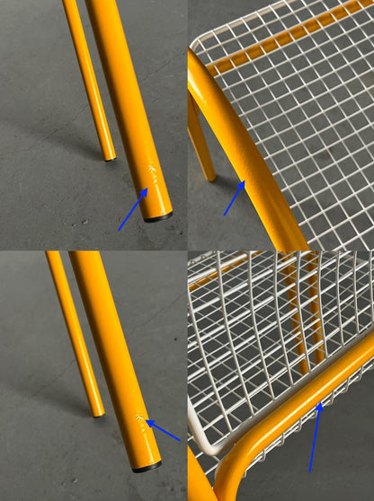 Vintage Gartenstuhl Set von 4 von EMU, Italien, gelb und weiß, 1980er