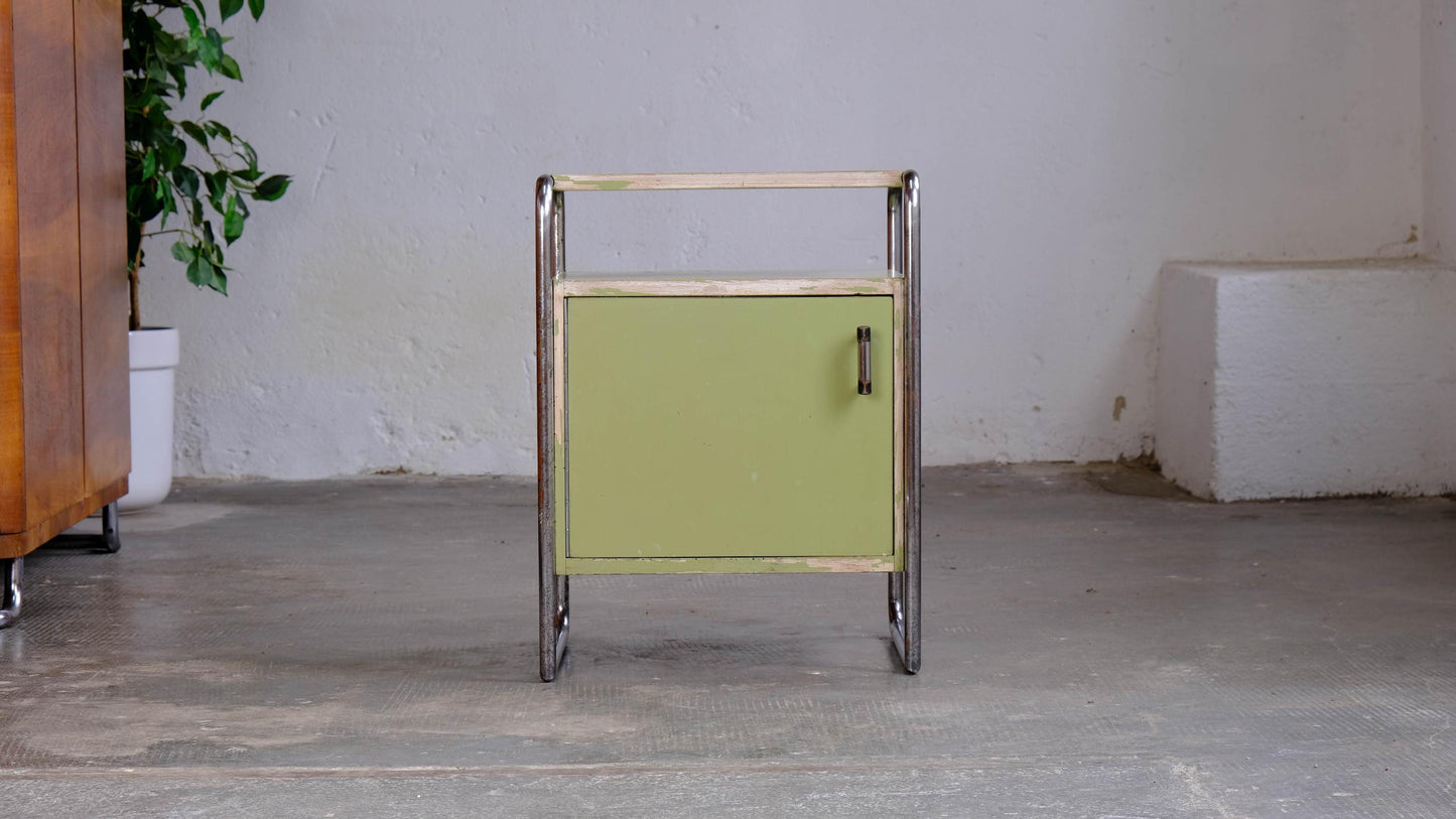 Vintage Nachttisch B 107 für Thonet lindgrün
