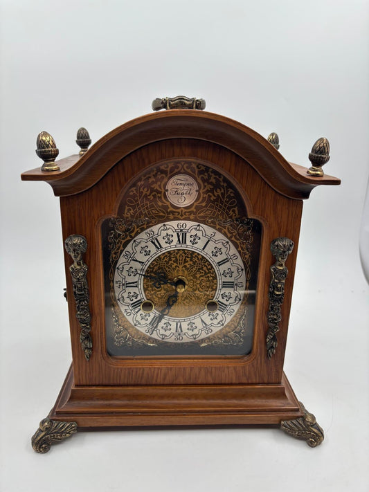 Vintage Tischuhr Tempus Fugit von unbekannt für unbekannt Holz Messing Barockstil