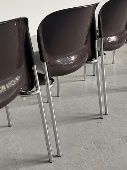 Vintage Esszimmerstuhl ‘SM 400K’ von Gerd Lange für Drabert, Set von 4, dunkelbraun, stapelbar