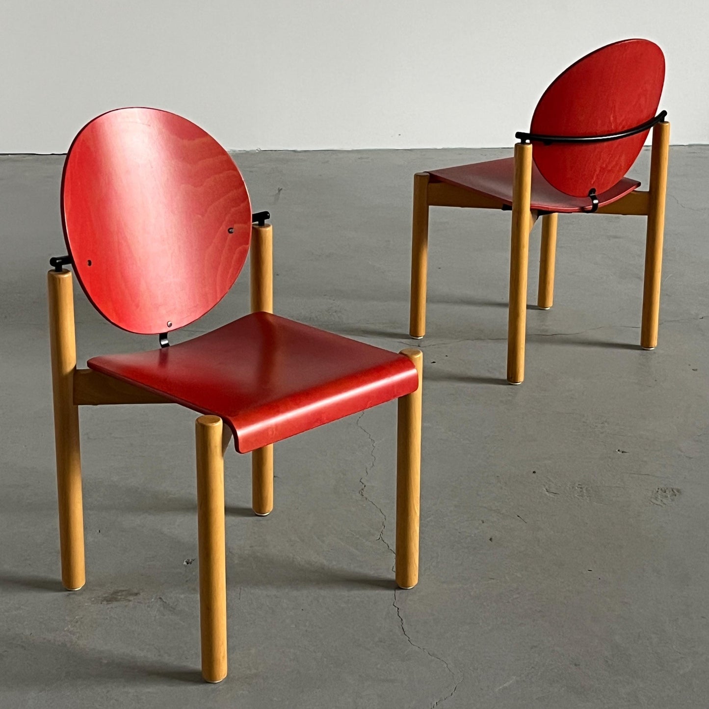 Vintage Esszimmerstuhl Set von 2 von Kusch+Co stapelbar geometrisch rot