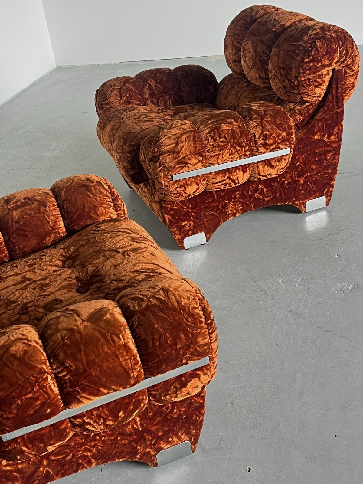 Vintage Sessel Set von 2 in Dunkelorange von unbekannt für Italien