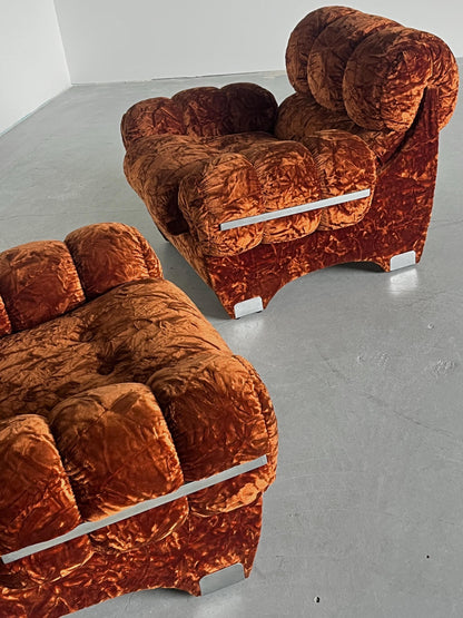 Vintage Sessel Set von 2 in Dunkelorange von unbekannt für Italien