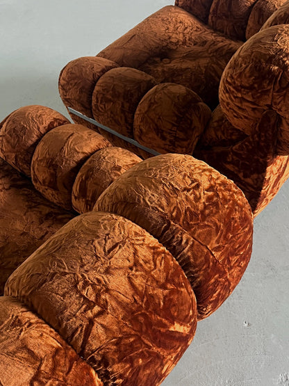 Vintage Sessel Set von 2 in Dunkelorange von unbekannt für Italien