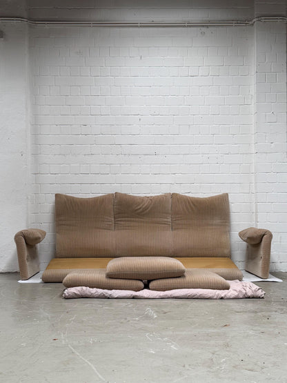 Vintage Sofa Maralunga von Vico Magistretti für Cassina mit gestreiftem Missoni-Stoff