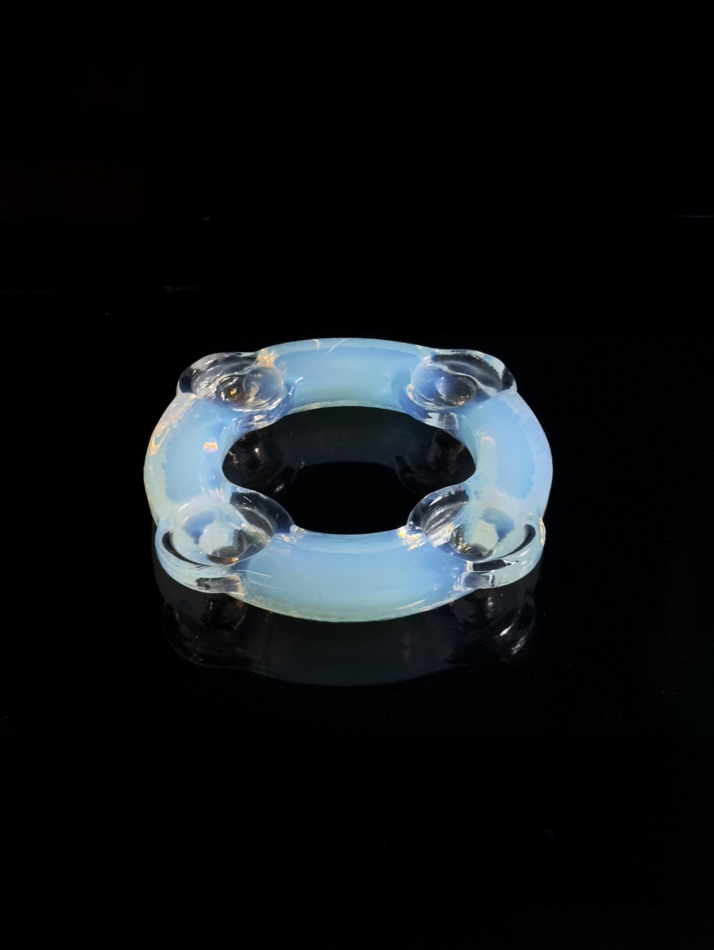 Vintage Kerzenständer Murano Opalina Filigrana von Hand gefertigt, irisierend, 4-flammig