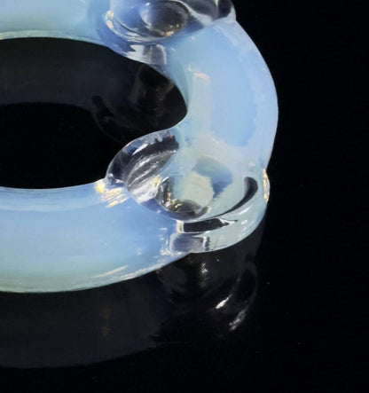 Vintage Kerzenständer Murano Opalina Filigrana von Hand gefertigt, irisierend, 4-flammig