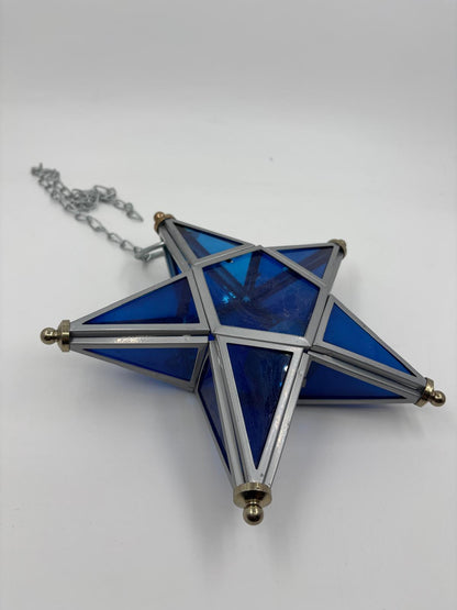 Vintage Wanddekoration Glasstern blau von unbekannt für unbekannt