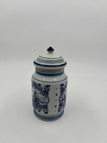 Vintage Dose von GKB Hand Painted Delfts Holland mit Windmühlenmotiv