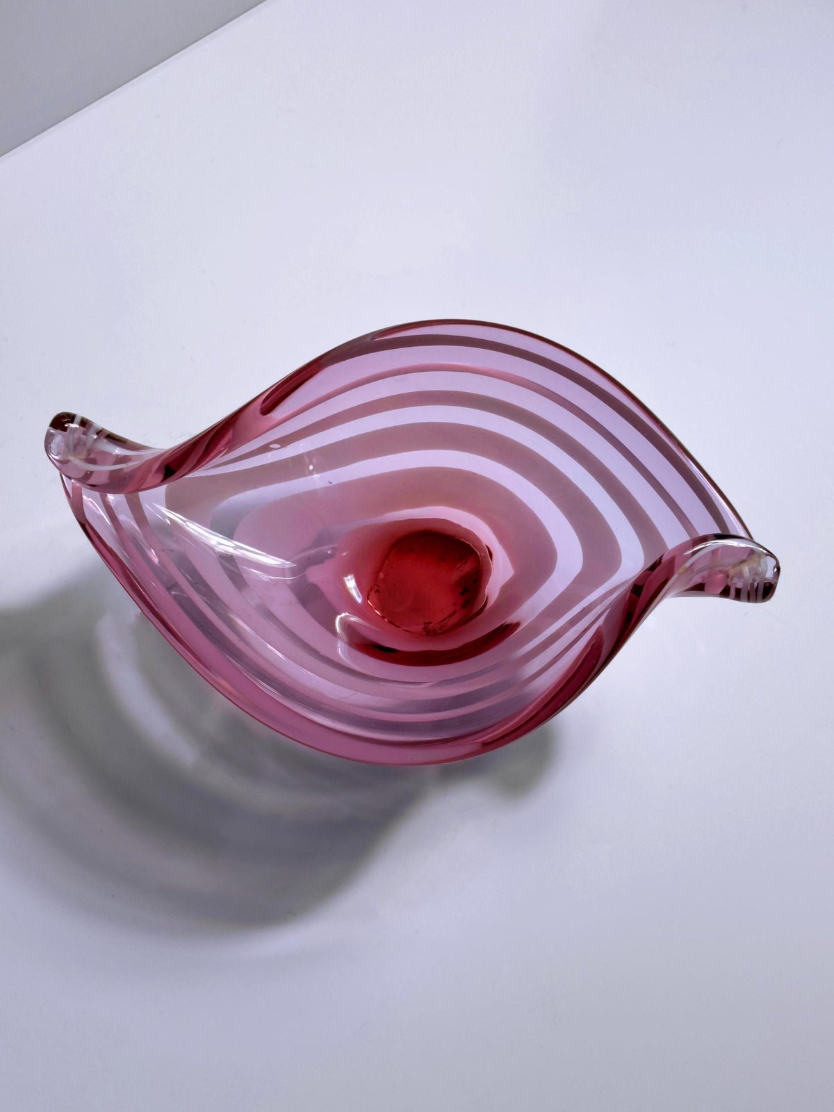 Vintage Schale Alexandrit von unbekannt für Murano Glas mit Streifen, Neodym, 1970er