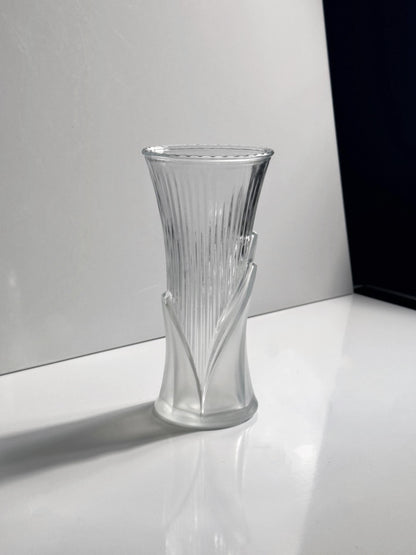 Vintage Vase Glas Bambus von Art Deco Revival