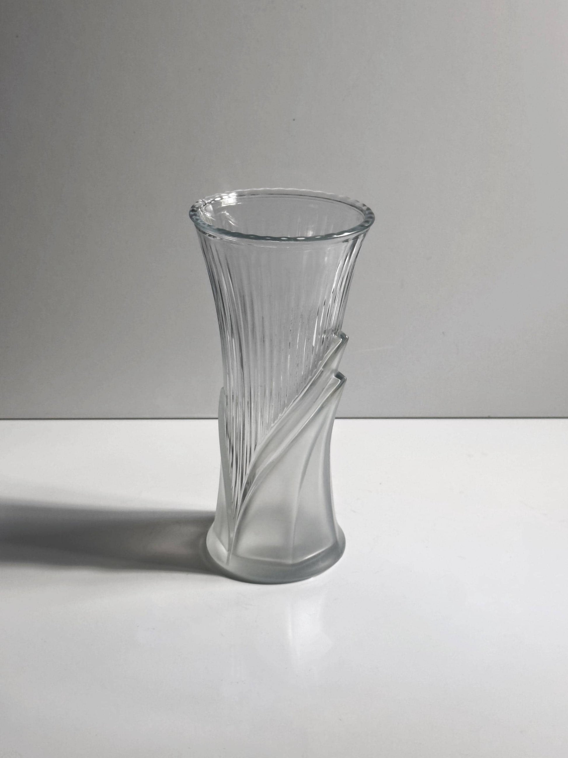 Vintage Vase Glas Bambus von Art Deco Revival