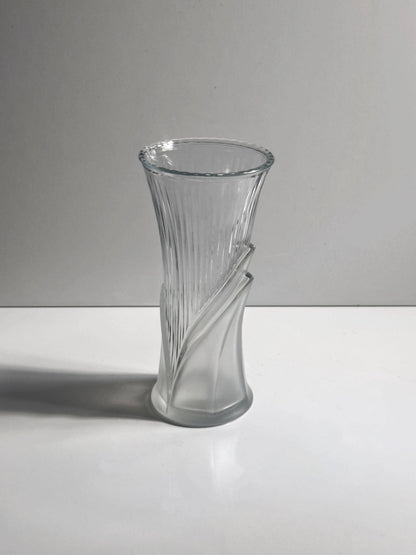 Vintage Vase Glas Bambus von Art Deco Revival