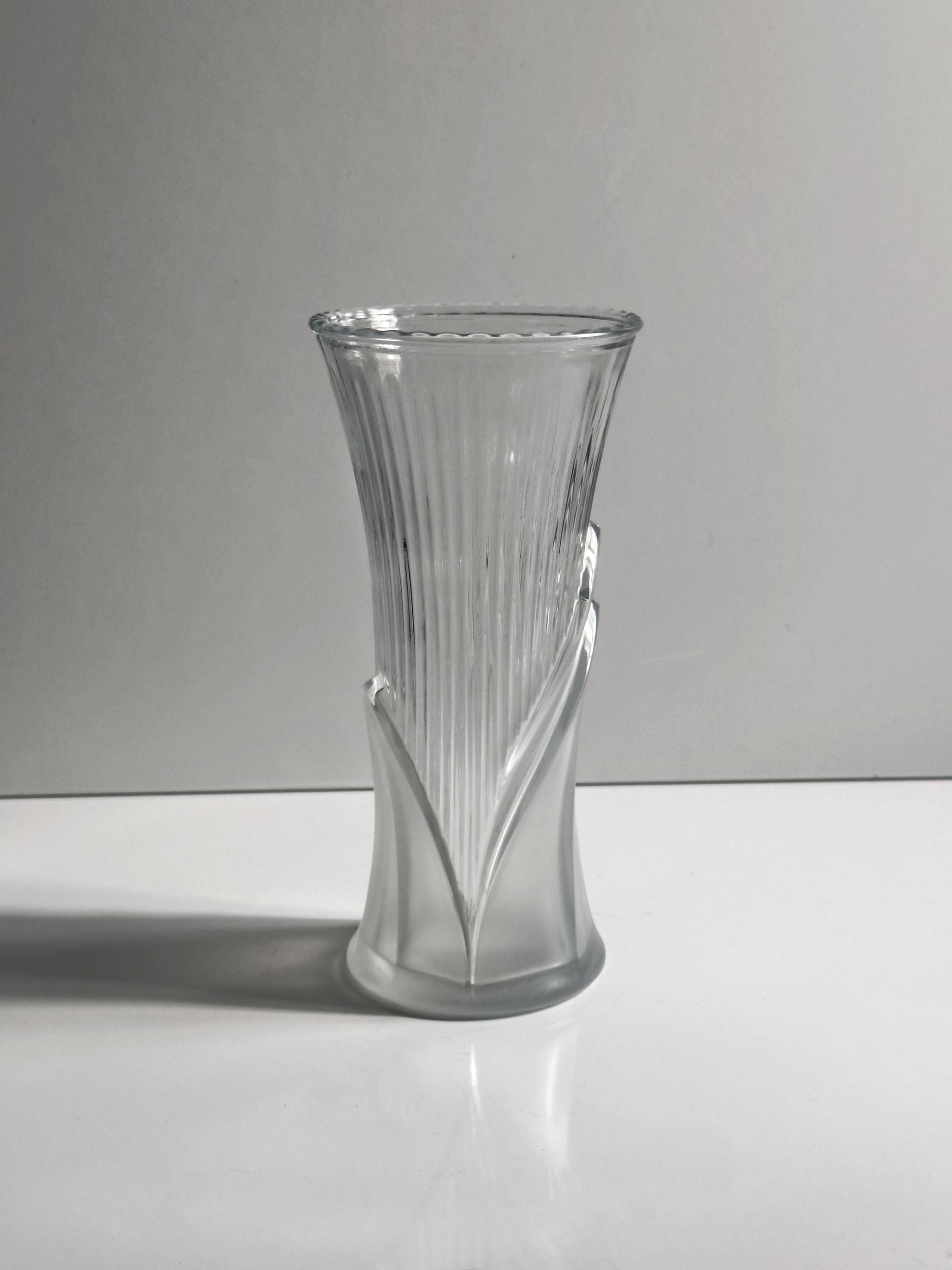 Vintage Vase Glas Bambus von Art Deco Revival