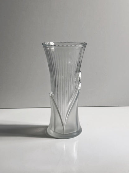 Vintage Vase Glas Bambus von Art Deco Revival