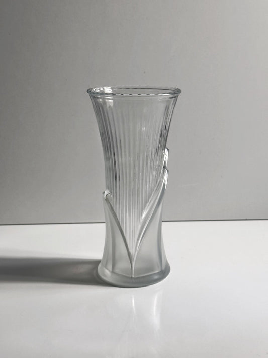 Vintage Vase Glas Bambus von Art Deco Revival