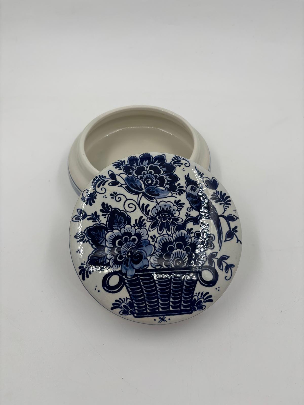 Vintage Dose Delft handbemalt Blau-Weiß von unbekannt für Delft