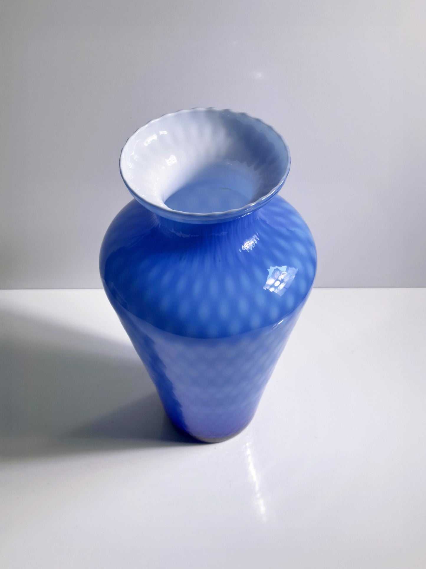 Vintage Vase Murano Kobalt Blau Waffeltechnik