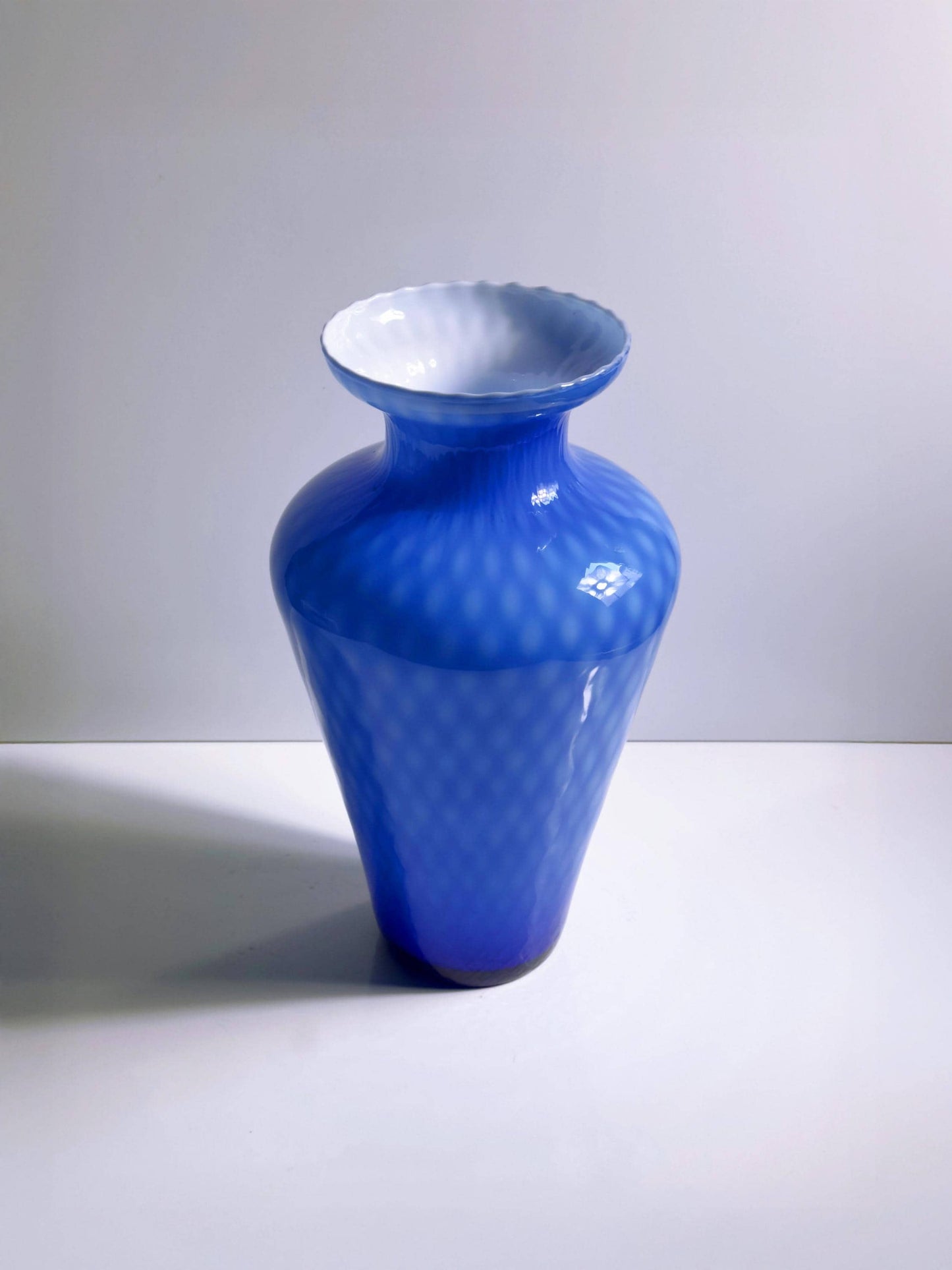 Vintage Vase Murano Kobalt Blau Waffeltechnik