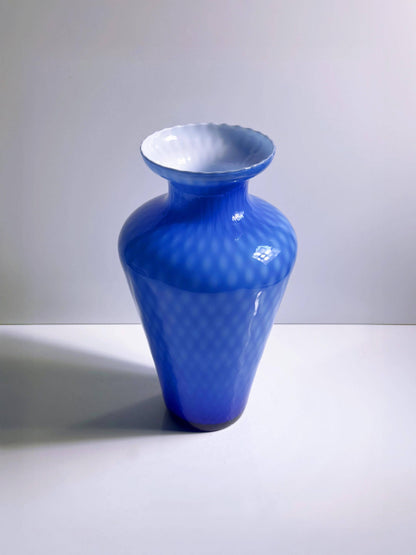 Vintage Vase Murano Kobalt Blau Waffeltechnik
