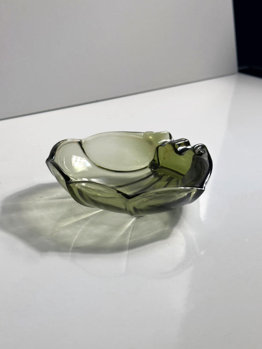 Vintage Schale Muschel von Luminarc für Arcoroc grün Rauchglas