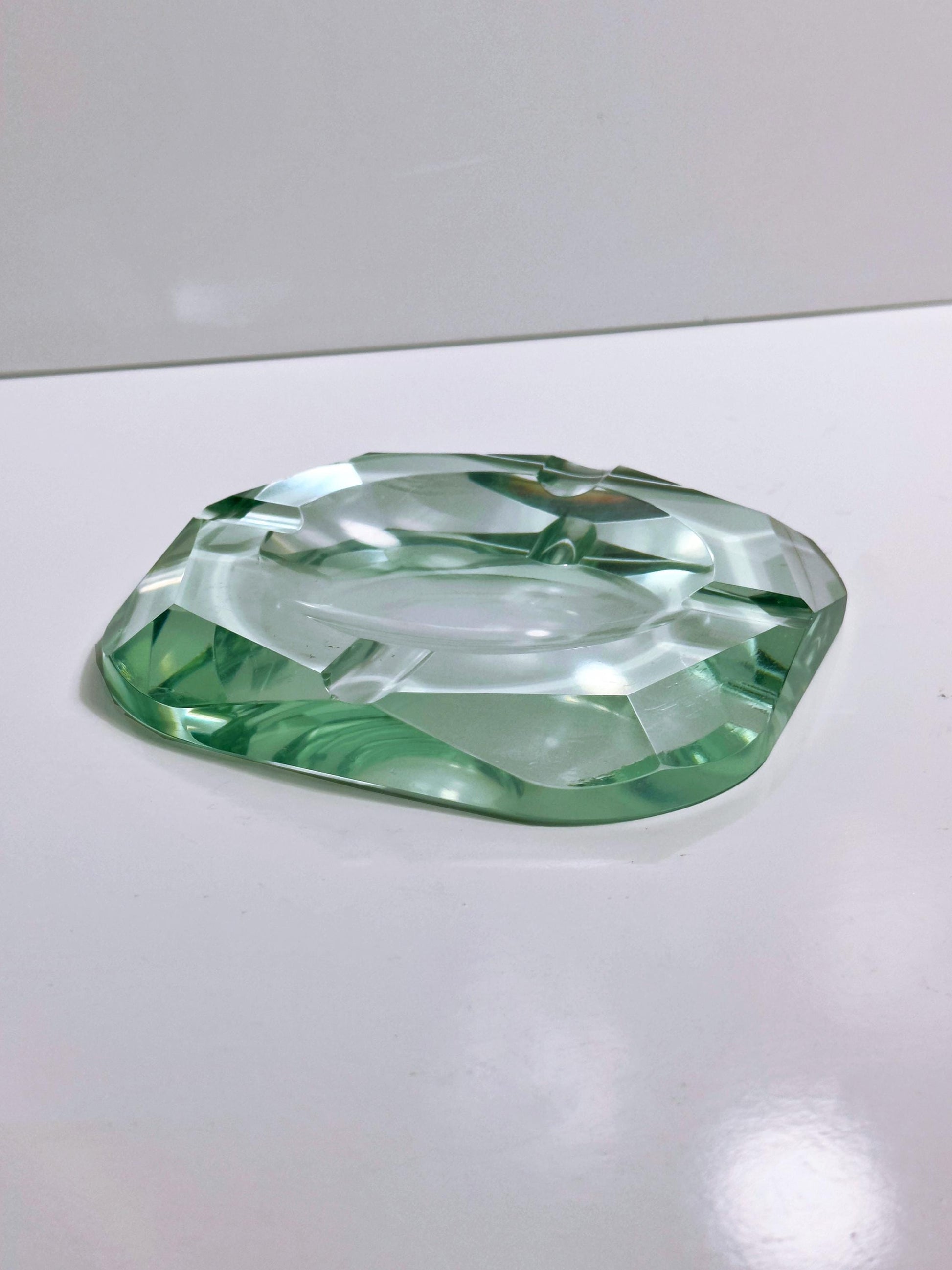 Vintage Aschenbecher Fontana von Fontana Arte türkisgrün Prisma 50er