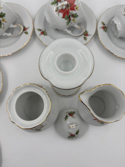 Vintage Tasse Set Weihnachts-Porzellan von Johann Seltmann Winterdekor 18-teilig