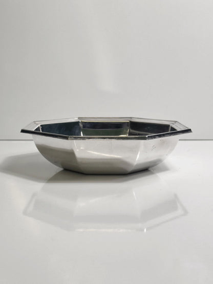 Vintage Schale Octagon von Argento, versilbert, Italien 80er, achteckig