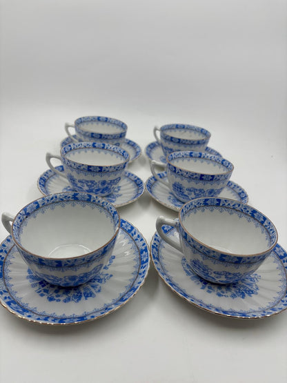 Vintage Kaffeeset Set von 6 China blau von unbekannt Blau-Weiß-Dekor Goldrand