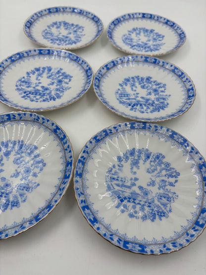 Vintage Kaffeeset Set von 6 China blau von unbekannt Blau-Weiß-Dekor Goldrand