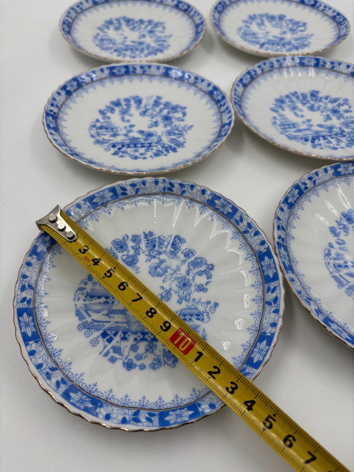 Vintage Kaffeeset Set von 6 China blau von unbekannt Blau-Weiß-Dekor Goldrand