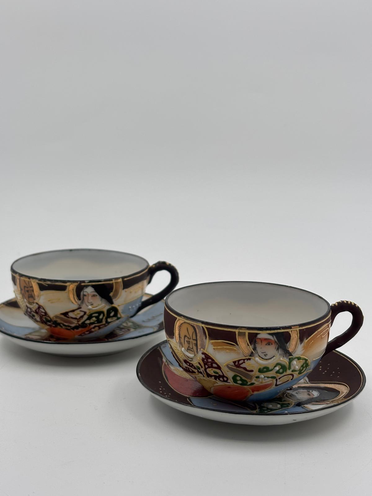 Vintage Mokkatasse Meiji Satsuma von unbekannt für Japan handbemalt Sammlerstück