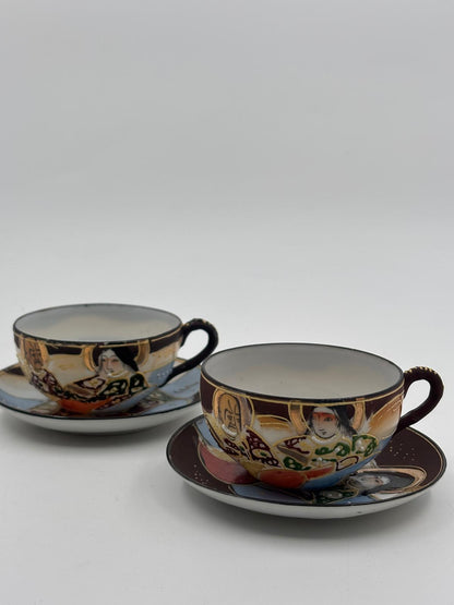 Vintage Mokkatasse Meiji Satsuma von unbekannt für Japan handbemalt Sammlerstück