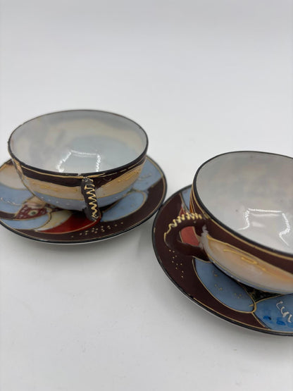 Vintage Mokkatasse Meiji Satsuma von unbekannt für Japan handbemalt Sammlerstück