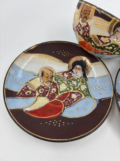 Vintage Mokkatasse Meiji Satsuma von unbekannt für Japan handbemalt Sammlerstück