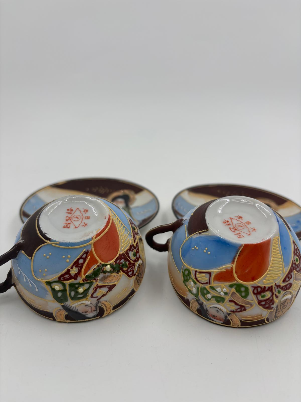 Vintage Mokkatasse Meiji Satsuma von unbekannt für Japan handbemalt Sammlerstück