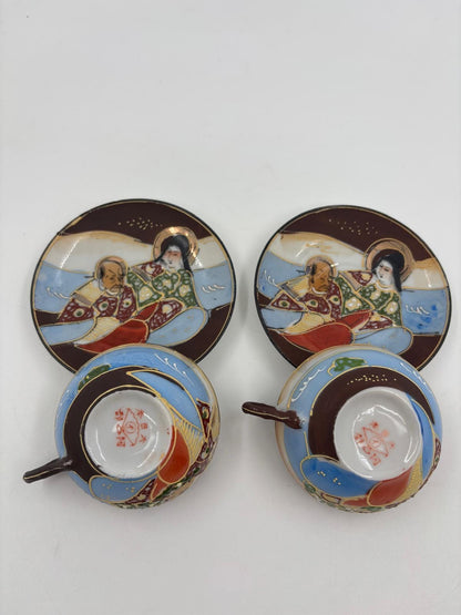 Vintage Mokkatasse Meiji Satsuma von unbekannt für Japan handbemalt Sammlerstück