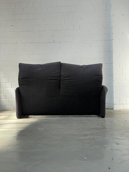 Vintage Sofa Maralunga von Vico Magistretti für Cassina gestreift schwarz anthrazit
