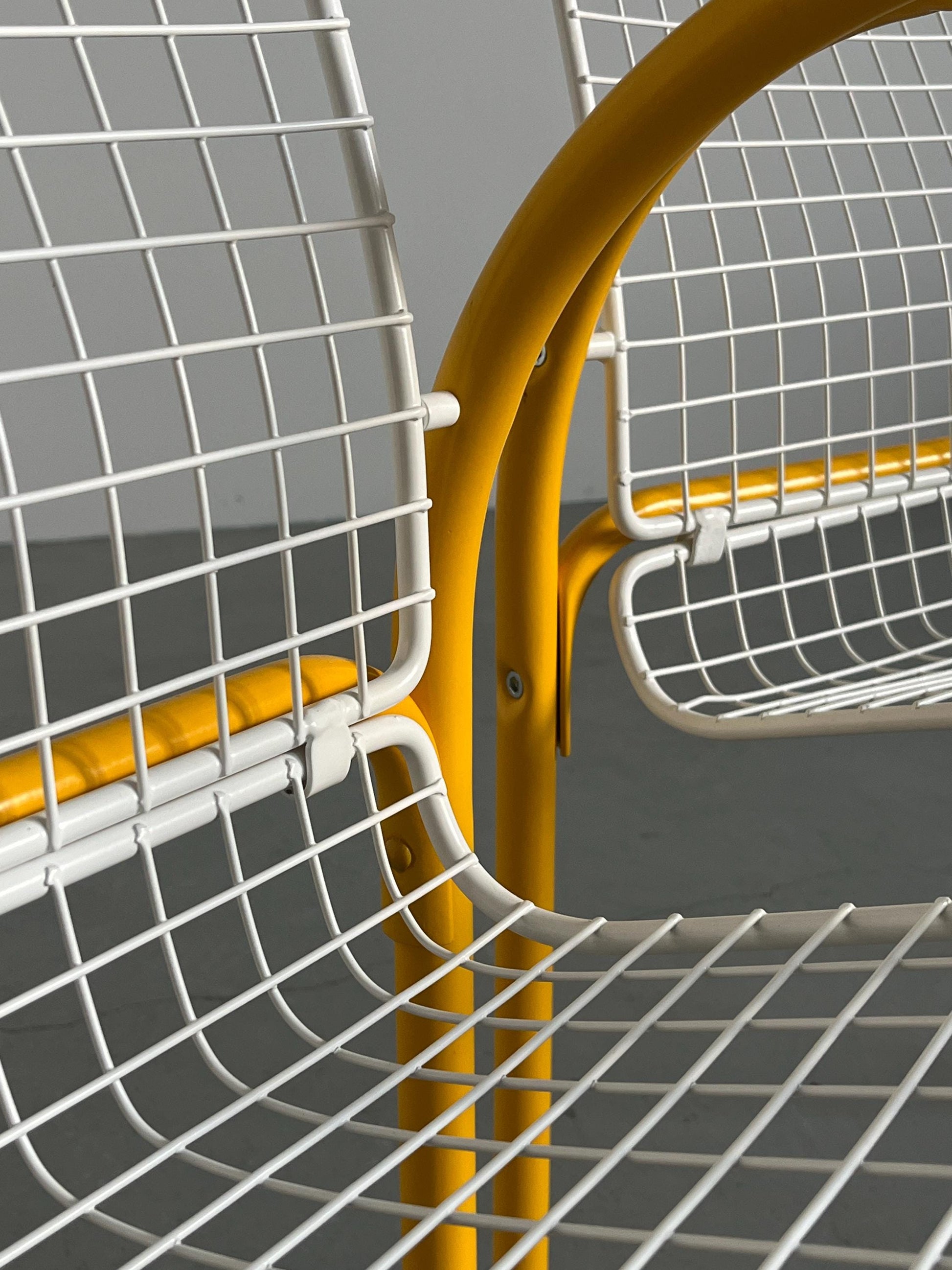 Vintage Gartenstuhl Set von 4 von EMU, Italien, gelb und weiß, 1980er