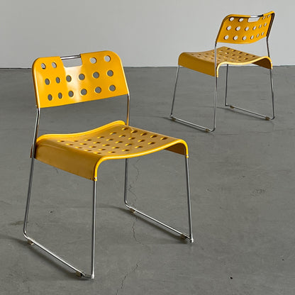Vintage Stuhl Omstak Set von 2 von Rodney Kinsman für Bieffeplast Gelb