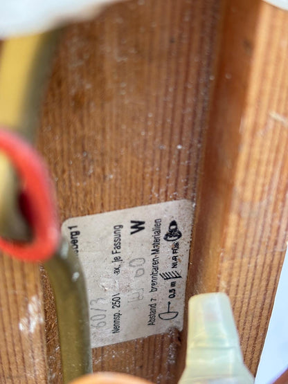 Vintage Deckenlampe mit 3 Spots braun auf Holzleiste