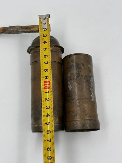 Vintage Kaffeemühle osmanisch Messing mit Mond und Stern stark gebraucht