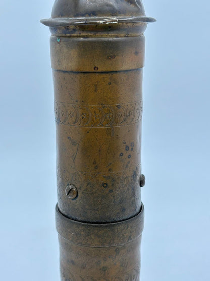 Vintage Kaffeemühle osmanisch Messing mit Mond und Stern stark gebraucht