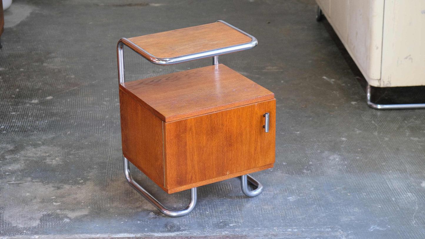 Vintage Nachttisch Bauhaus honigbraun restauriert﻿