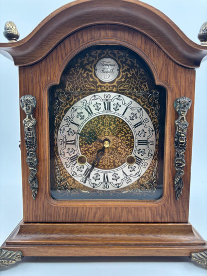 Vintage Tischuhr Tempus Fugit von unbekannt für unbekannt Holz Messing Barockstil