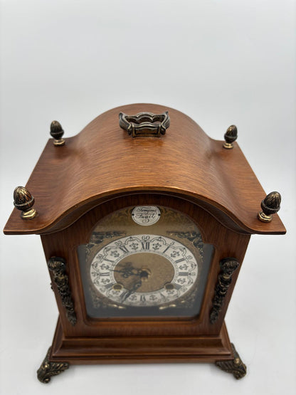 Vintage Tischuhr Tempus Fugit von unbekannt für unbekannt Holz Messing Barockstil