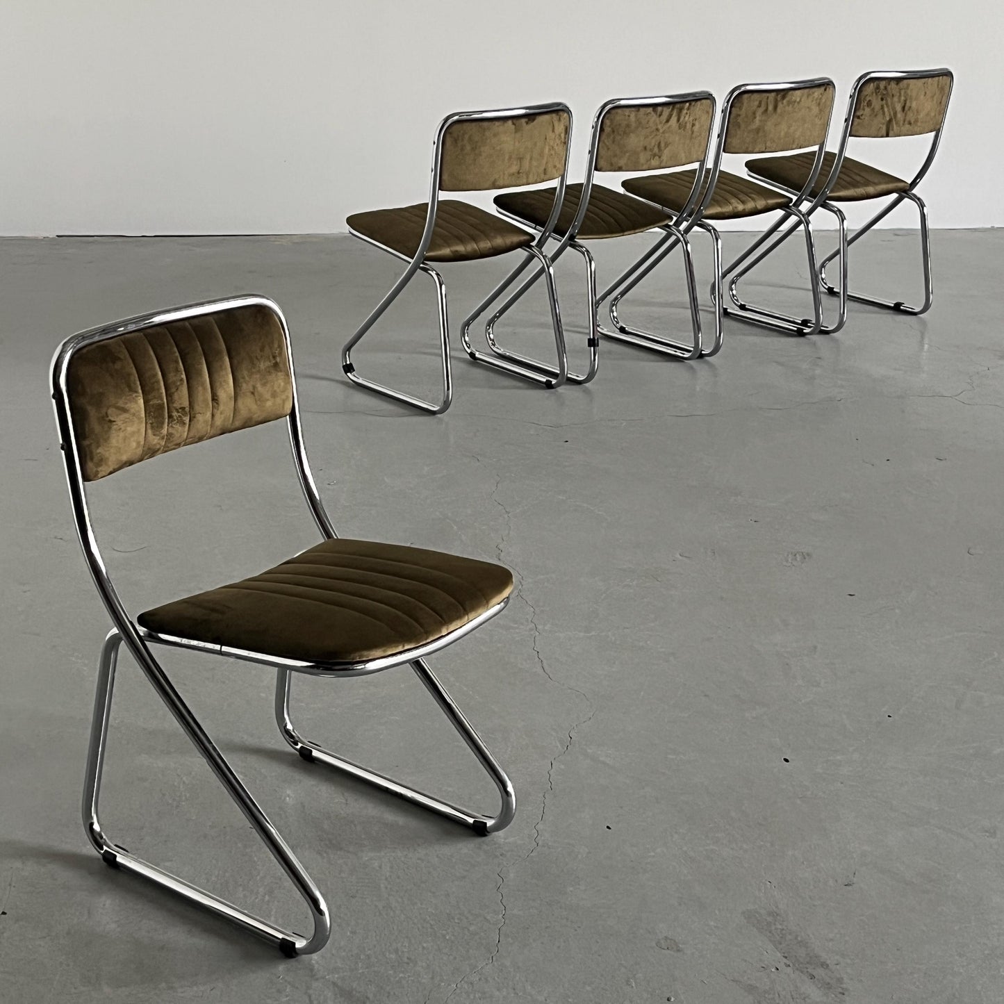 Vintage Freischwinger Esszimmerstuhl in Grün von 1970er Jahre, pro Stück, Italien