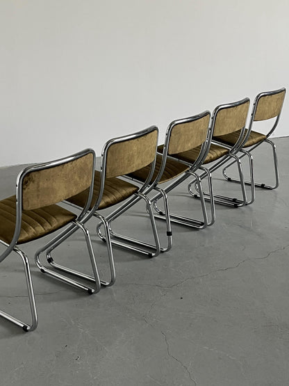 Vintage Freischwinger Esszimmerstuhl in Grün von 1970er Jahre, pro Stück, Italien