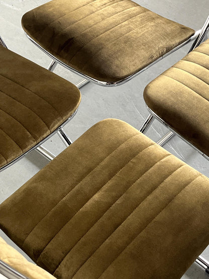 Vintage Freischwinger Esszimmerstuhl in Grün von 1970er Jahre, pro Stück, Italien