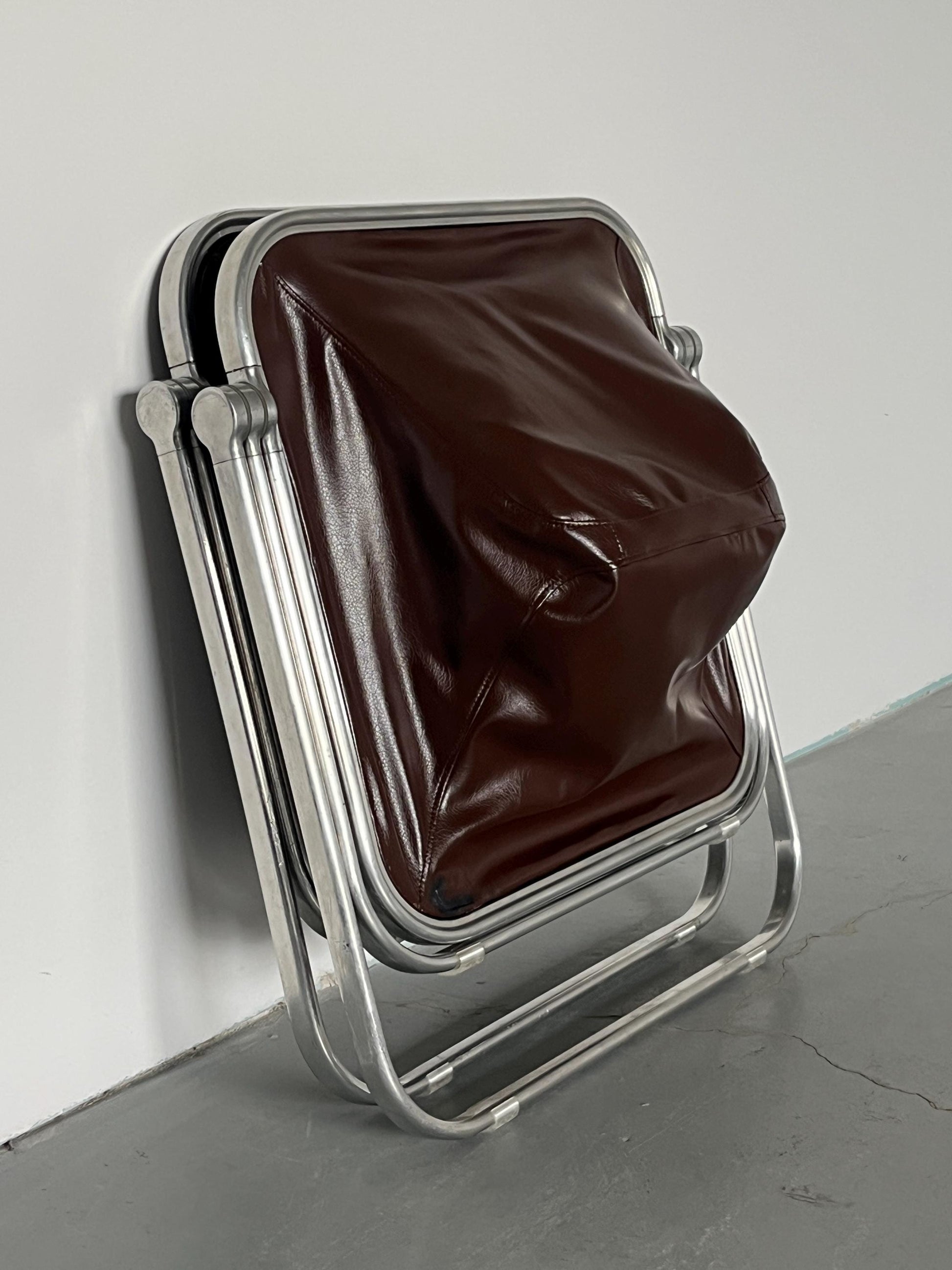 Vintage Klappstuhl Plona von Giancarlo Piretti für Anonima Castelli, Set von 2, braun